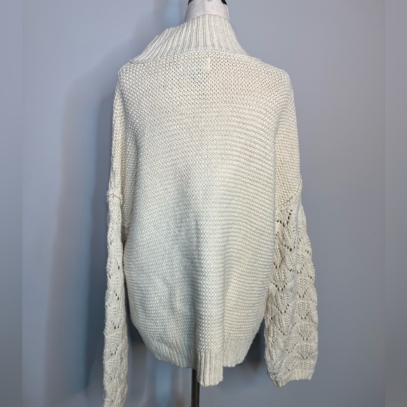 Sz XL Universal Thread cream bone mock neck knit drop sleeve sweater textured - Picture 4 of 7
